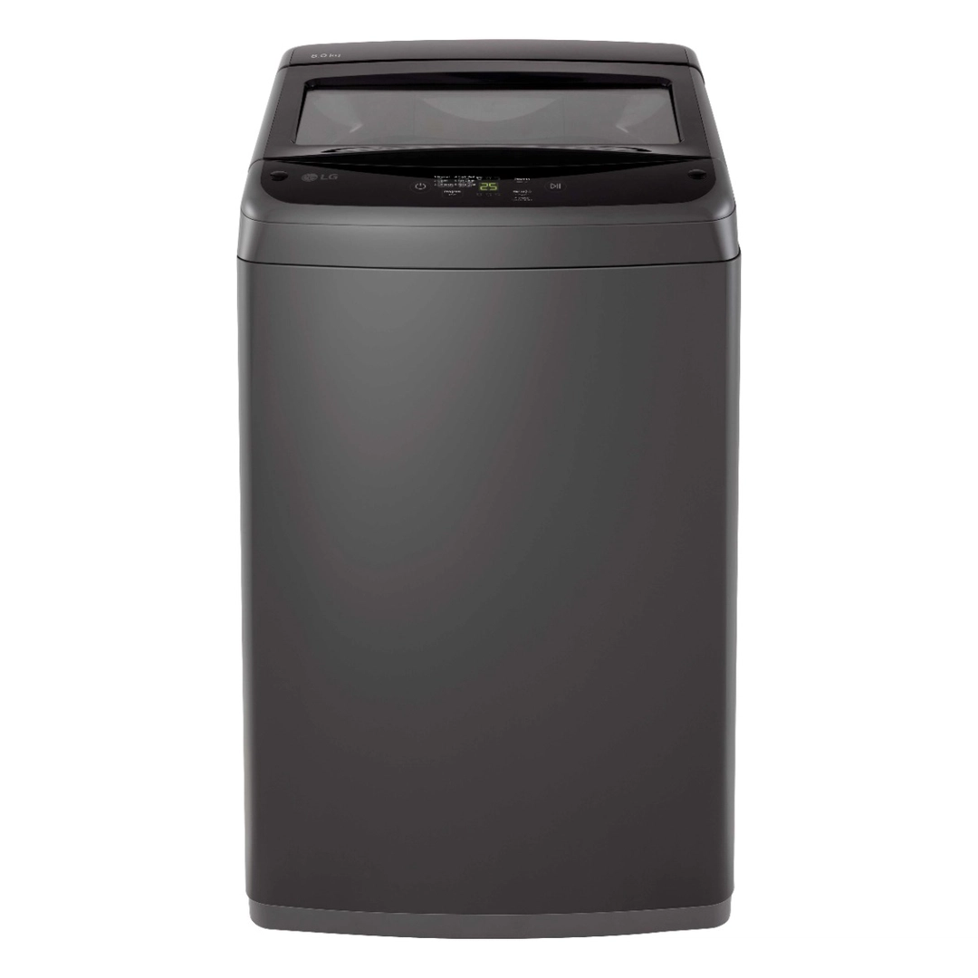 غسالة إل جي إنفرترتعبئة علوية، 8 كجم، 6 برامج، أسود متوسط – WTB08CND