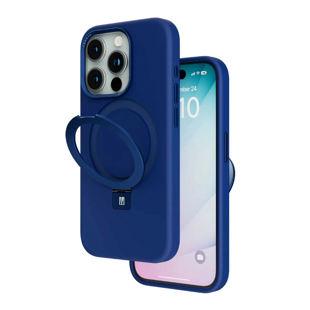 Leveo Iris Pro Liquid Silicone Case iPhone 15 Pro Deep Blue