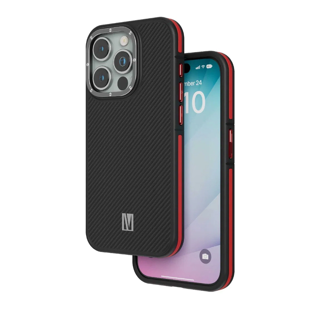 Levelo Ox Carbon Case iPhone 15 Pro Max Red