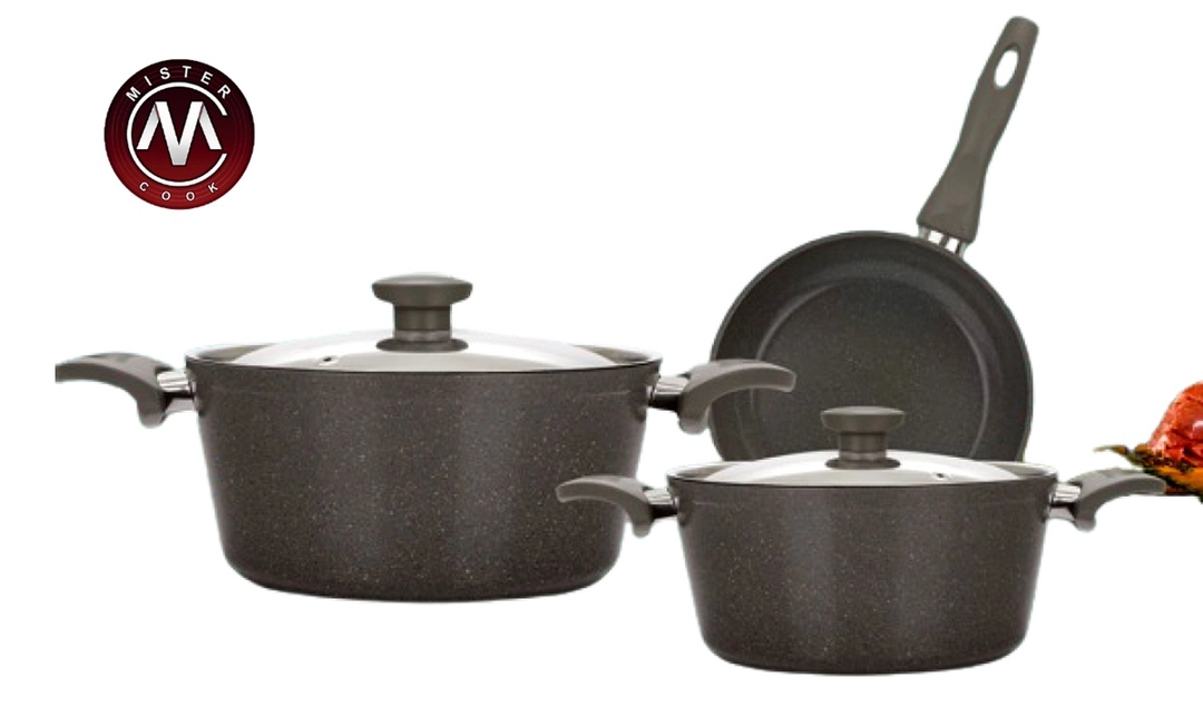 Mister Cook Granite Cookware Set 5 Pieces, Dark Gray, 340-ZK-MC/4105