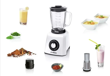 Bosch Glass Jar Blender W600, 1.5L, White, MMB33G5BGB