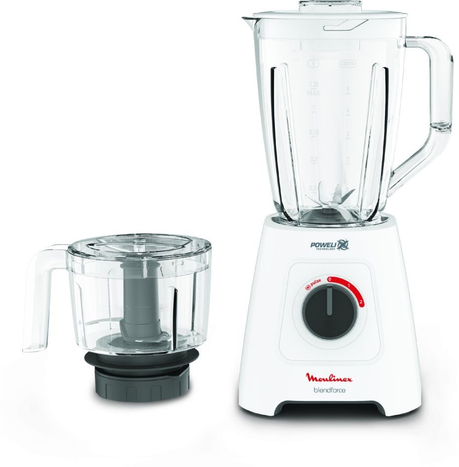 Moulinex Plastic Blender with Chopper, 600W, 1.75L, White, LM42X127