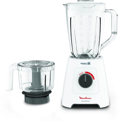 Moulinex Plastic Blender with Chopper, 600W, 1.75L, White, LM42X127