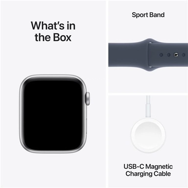 Apple Watch SE GPS 44mm Silver Aluminium Storm Blue Band-S/M