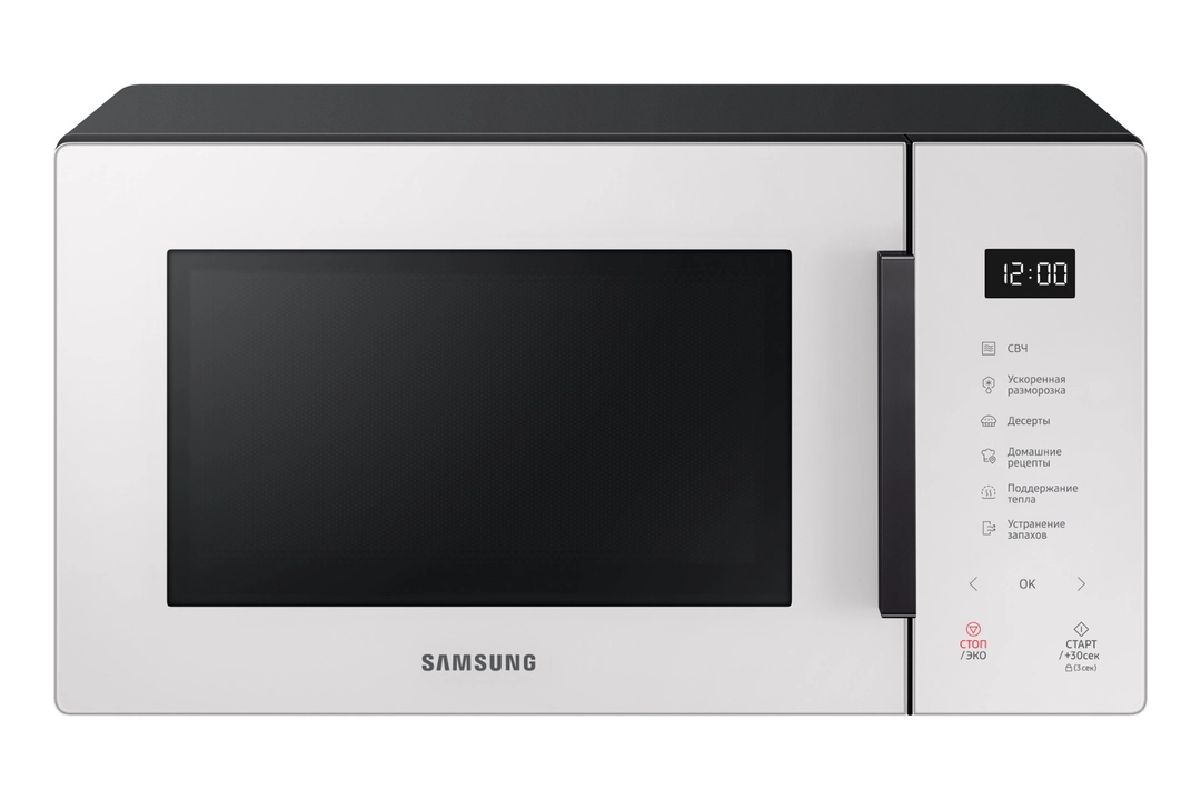 Samsung Bespoke Solo Microwave with Quick Defrost, 800-1300 Watts, 23 L., White, MS23T5018AE/ZA