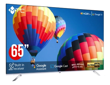 شاشة تلفزيون MTC مقاس 65 بوصة 4K UHD ذكي Google TV DLED مع حامل جداري - MT65UH600GO