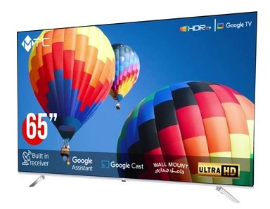 شاشة تلفزيون MTC مقاس 65 بوصة 4K UHD ذكي Google TV DLED مع حامل جداري - MT65UH600GO