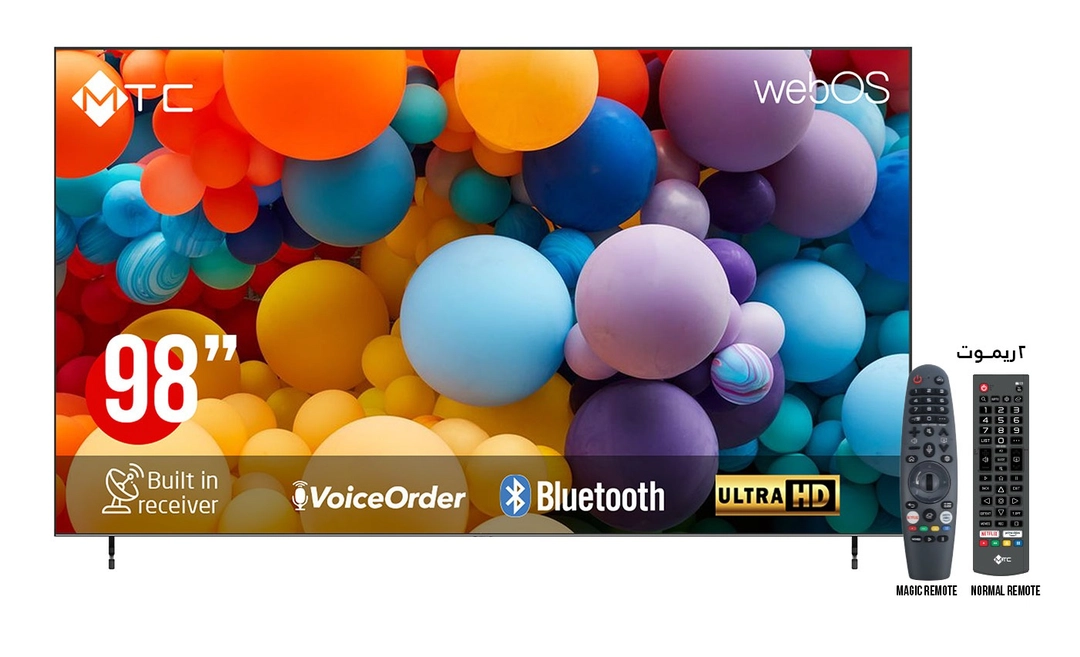 شاشة تلفزيون MTC مقاس 98 بوصة 4K UHD ذكي DLED - موديل MT98UH600WOS