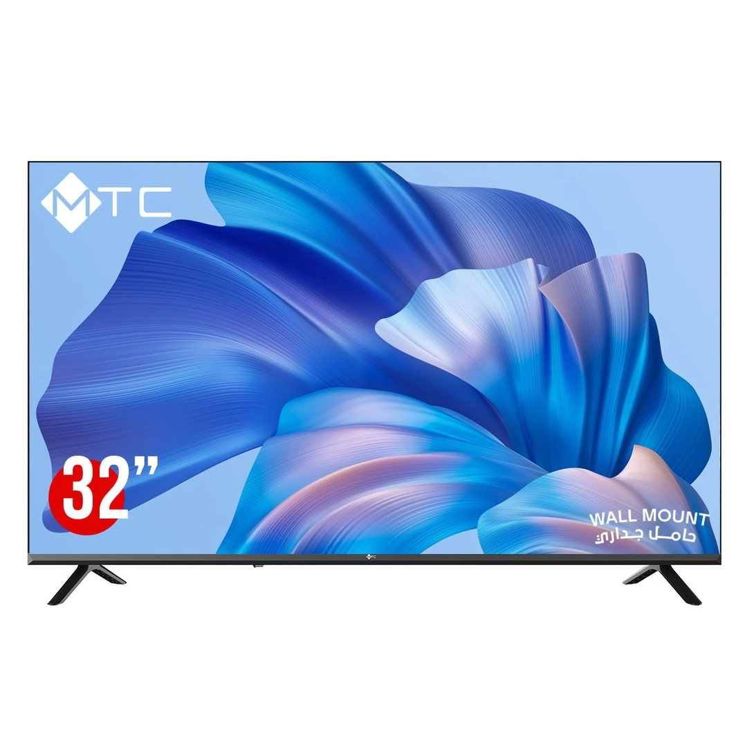 تلفزيون MTC قياسي عالي الدقة مقاس 32 بوصة، لوحة DLED، جهاز استقبال مدمج، حامل جداري – MT32HD600N