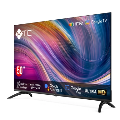 شاشة ام تي سي 50 بوصة دقة 4K UHD ذكي مع حامل جداري - MT50UH450GO