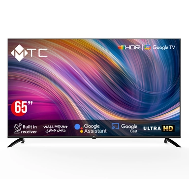 شاشة ام تي سي 65 بوصة دقة 4K UHD ذكي مع حامل جداري – MT65UH450GO 