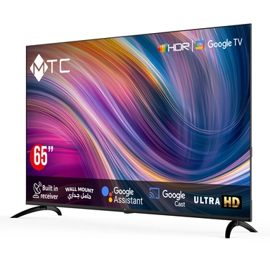 شاشة ام تي سي 65 بوصة دقة 4K UHD ذكي مع حامل جداري – MT65UH450GO 