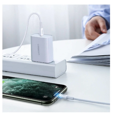 يوجرين , كابل USB-C إلى Lightning M/M بغطاء مطاطي بطول 2 متر ,أبيض