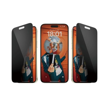 بانزر جلاس، واقي شاشه ايفون 15 برو ماكس تدعم الخصوصية مع تغطية كاملة للحواف، اسود