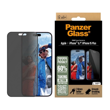 PanzerGlass Privacy Screen Protector iPhone 16 Plus Ultra-Wide Fit