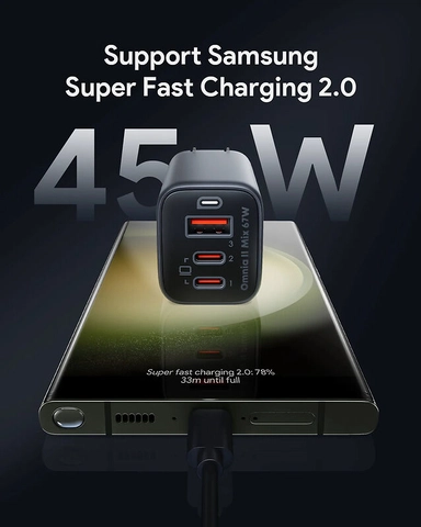 Aukey 3Port 67W PD Wall Charger with GaN Power Tech Gray