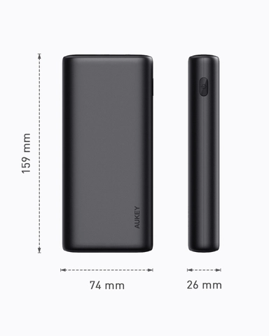 Aukey PB-Y37 Essential 20,000 mAh Power Bank  65W PD-Black