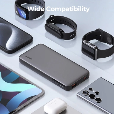 Aukey 10000mAh PowerBank with 30W PD 1 USB-A+1 Type-C Grey