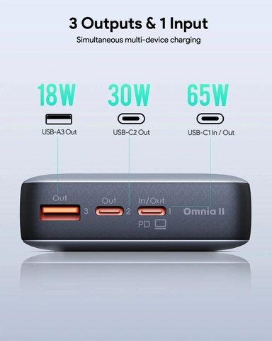 AUKEY 20000mAh Portable Power Bank with 65W PD Grey