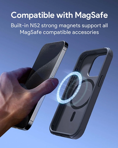 Aukey Hard Shell Iphone 15 Pro Max 3M Drop Protection Strong Magnetic Gray