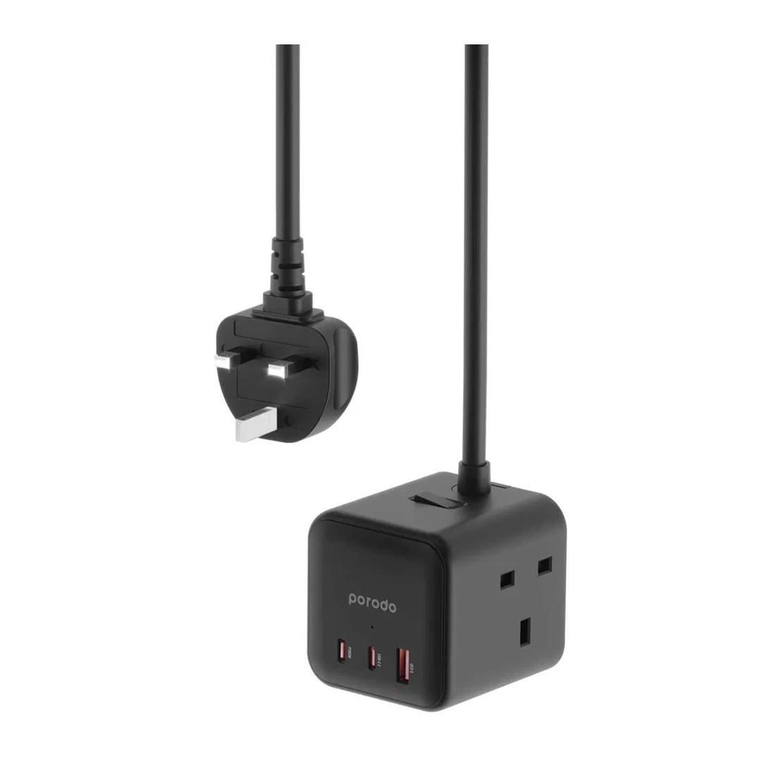 Porodo Multi Port GaN Power Cube Charger Black