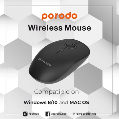 Porodo 2 in 1 Wireless Bluetooth Mouse Black