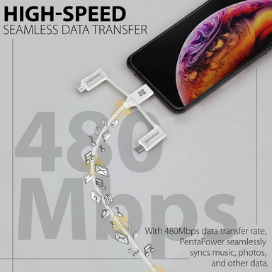 Promate 6-in-1 Hybrid Multi-Connector cable 60W 1.2M White