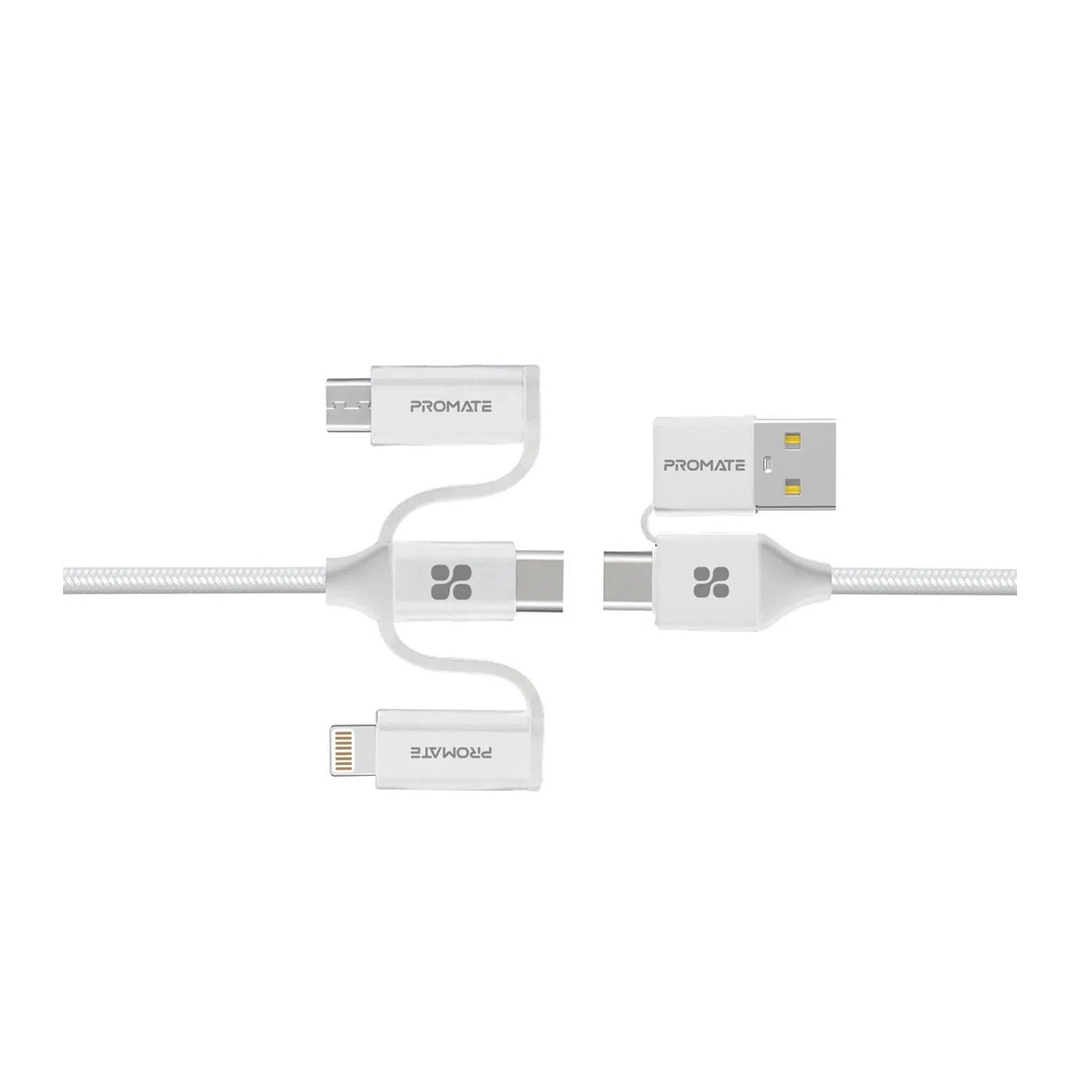 Promate 6-in-1 Hybrid Multi-Connector cable 60W 1.2M White