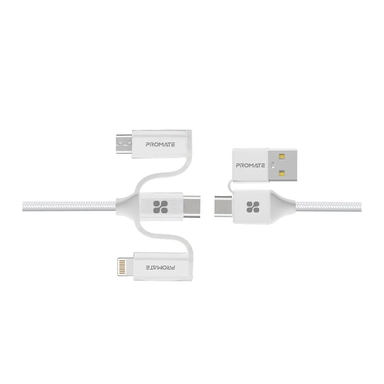 Promate 6-in-1 Hybrid Multi-Connector cable 60W 1.2M White