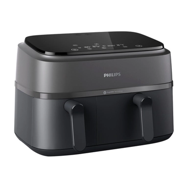 قلاية هوائية فيليبس 3000 سيريز سلة مزدوجة ديجيتال، 9 لتر، 2750 واط، اسود - NA350/09