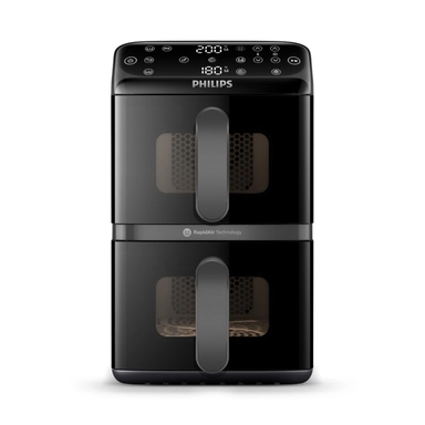 قلاية هوائية فيليبس بسلتين مزدوجة، 10 لتر، 2750 واط، أسود - NA460/00