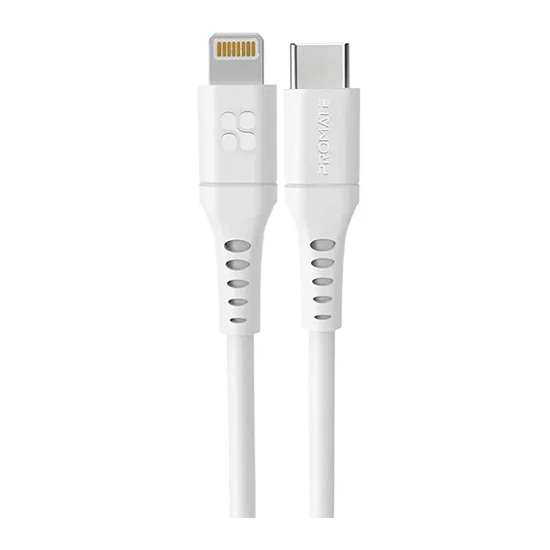 Promate 20W Fast Charging USB-C TO Lightning Cable 2M White