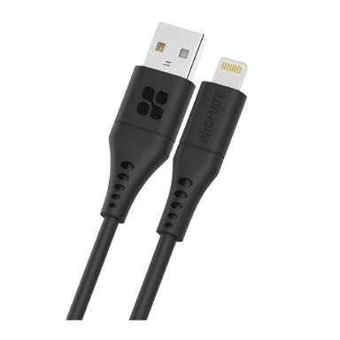 Promate UltraFast USB-A to Lightning Silicon cable 2m Black