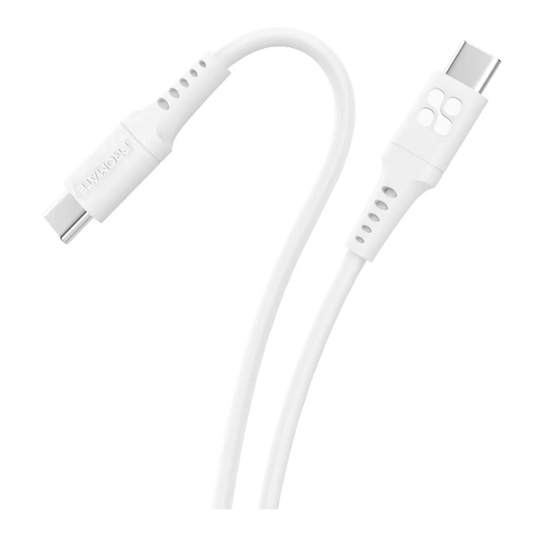 Promate 60W Power Delivery Ultra-Fast USB-C Cable 1.2m White