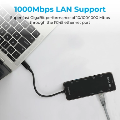 بروميت موزع USB-C متعدد المنافذ 11 في 1 فائق السرعة بقدرة 100 وات، أسود