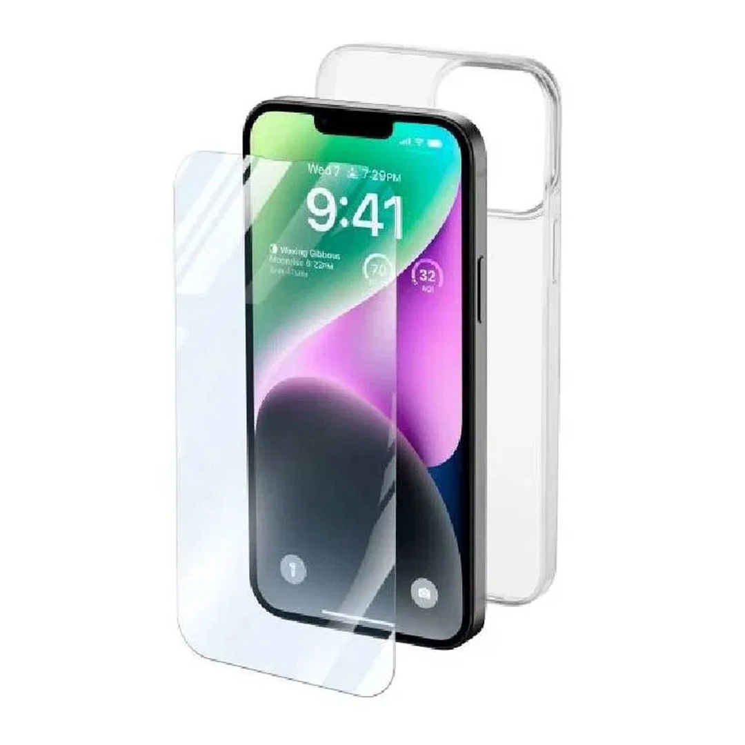 Cellularline KIT: CASE + GLASS IPHONE 14 plus TRASP