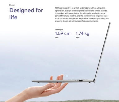 أسوس ﭬيفو بوك Snapdragon® X X1 26 100 16GB 1TB 16" W11 رمادي