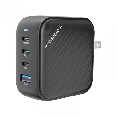 Powerology 100W Triple PD GaN Charger Type-C Power Black