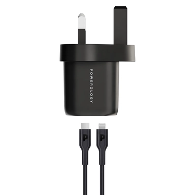 Powerology GAN PD CHARGER 33W C-LIGHTNING CABLE 1.2M BLACK