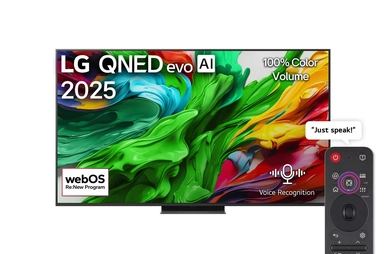 شاشة إل جي كيونيد إيفو AI QNED86 حجم 86 بوصة 4K بمعدل تحديث 144 هرتز تلفاز ذكي مع ريموت ذكي سحري ونظام ويب أو اس25 إصدار 2025
