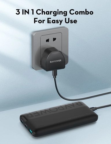 راف باور، باور بانك 10K PB1228، شاحن جداري PC1041، كابل CB1021