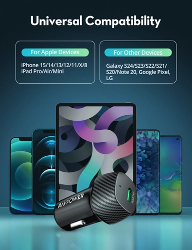 مجموعة باور بنك راف باور، باور بنك 10000 ملّي أمبير – PB1228، وشاحن سيارة – VC1017، وكابل شحن – CB1021، وRP-VC1014 – أسود