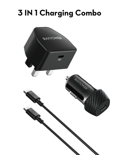 راف باور، شاحن جداري PC1041، شاحن سيارة VC1017، كابل CB1021