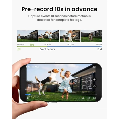 Reolink Altas 2K 4MP Wireless Outdoor & Indoor Bullet Battery & Solar Security Camera with 10s Pre-Recording, White - BWB2K01W