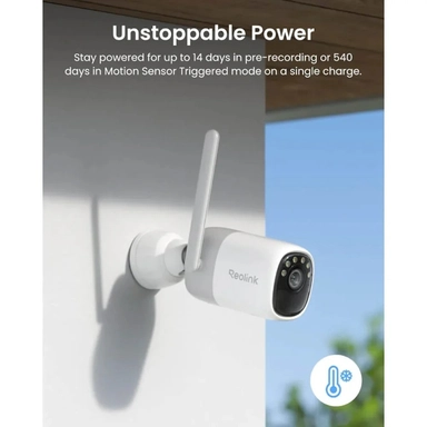 Reolink Altas 2K 4MP Wireless Outdoor & Indoor Bullet Battery & Solar Security Camera with 10s Pre-Recording, White - BWB2K01W