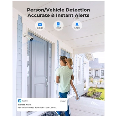 ريولينك مراقبة Argus Series B320 لاسلكية خارجية تعمل بالبطارية/الطاقة الشمسية، 3 ميجابكسل Super HD، ابيض - BWB2K07SP