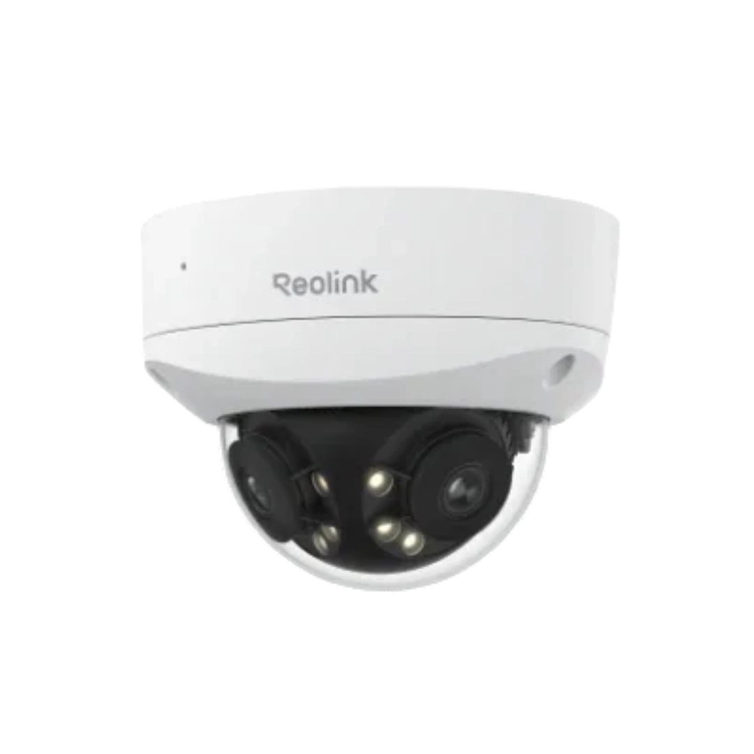 كاميرا مراقبة ريولينك Duo 2V PoE سلكي PoE خارجية مزدوجة العدسة مقاومة للتخريب، 8 ميجابكسل 4K، رؤية بانورامية 180°، ابيض - PCDUOB4K03