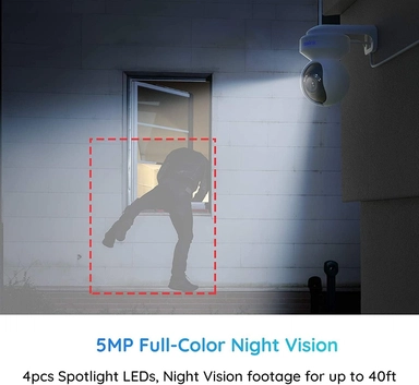 Reolink E1 Wireless Outdoor PTZ Security Camera, 3K 5MP, White - WCEO5MP06PTAFV2