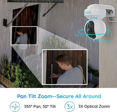 Reolink E1 Wireless Outdoor PTZ Security Camera, 3K 5MP, White - WCEO5MP06PTAFV2