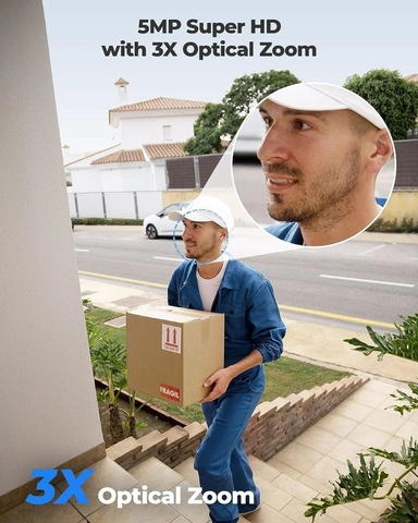 Reolink E1 Wireless Outdoor PTZ Security Camera, 3K 5MP, White - WCEO5MP06PTAFV2